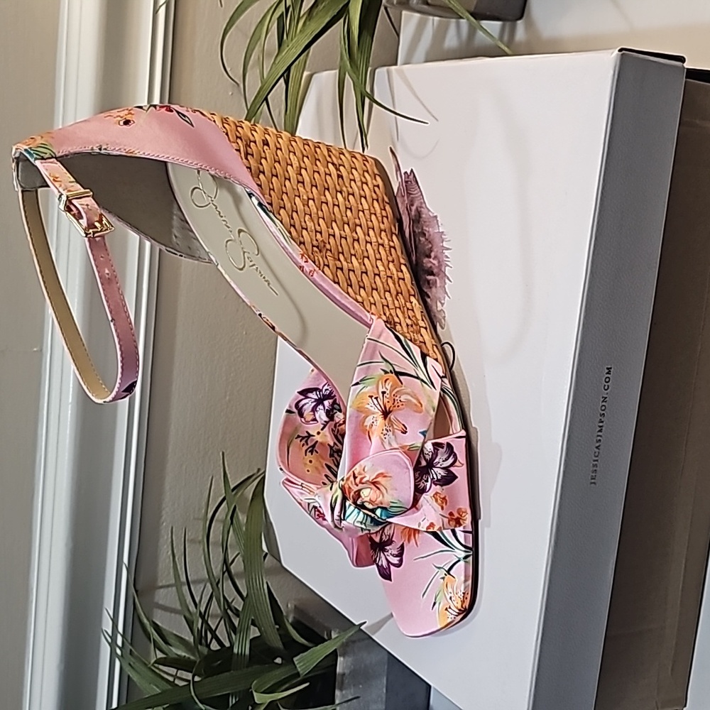 Jessica Simpson Pink Floral Print Wedges
